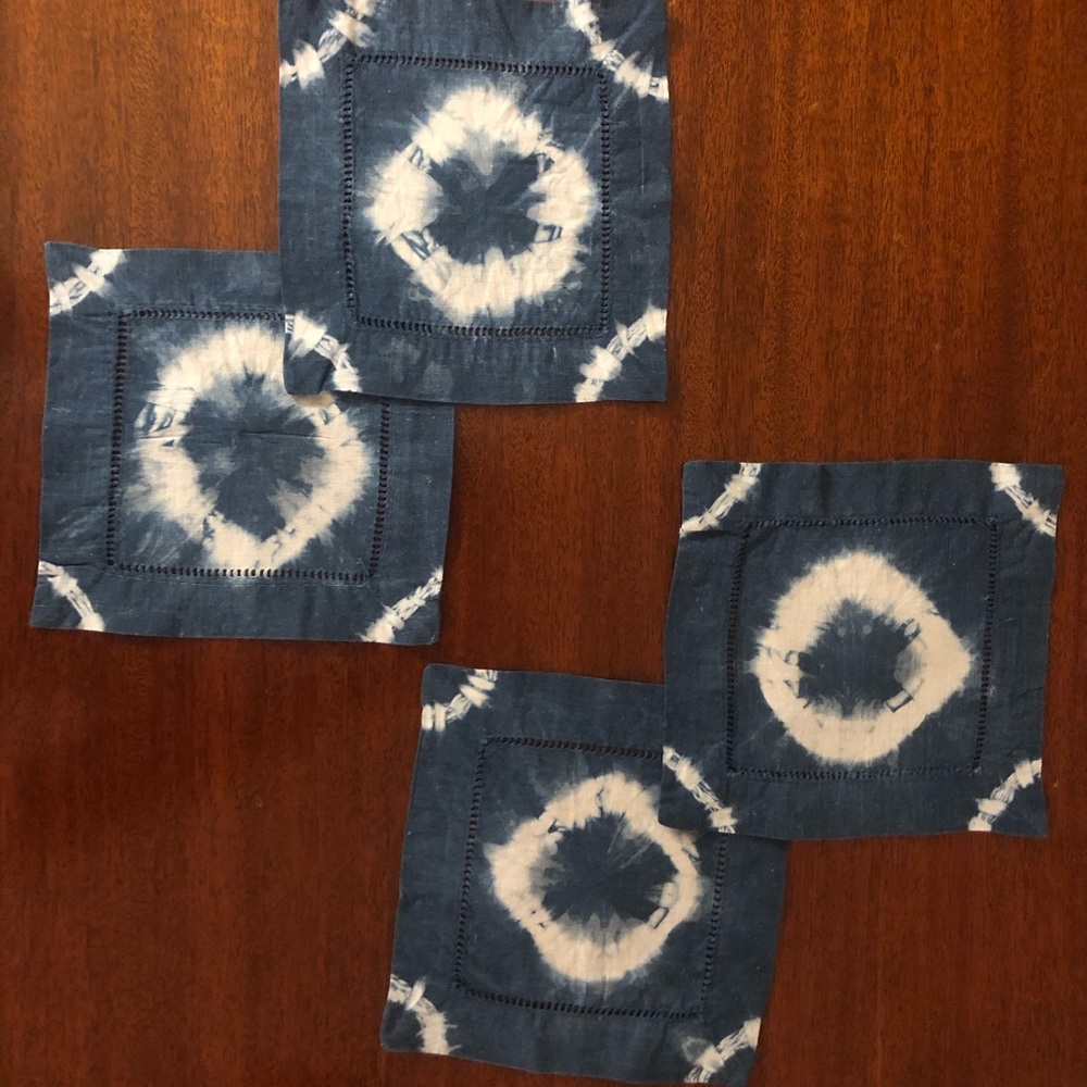 Hand-dyed shibori napkins “core” indigo